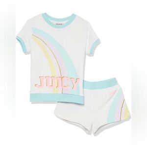 NEW - Juicy Couture girls 2 Pieces Shorts Set. Bright White Multi. Size 5